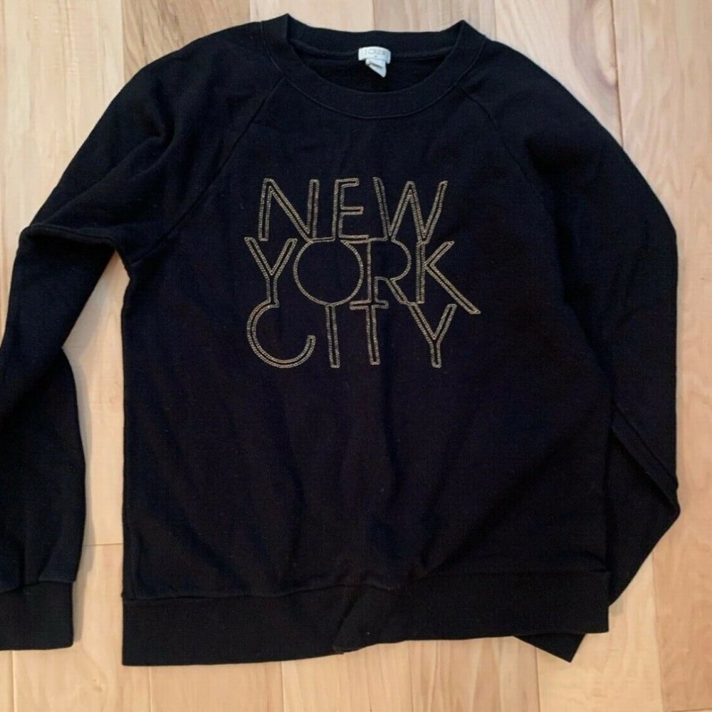 J CREW PULLOVER New York City Black Embroidered